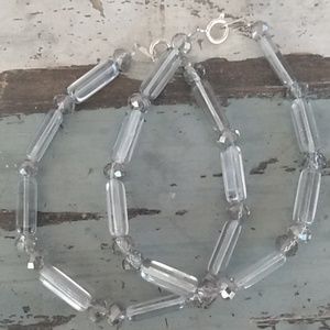 Iridescent Grey Crystal 2 Bracelet Set